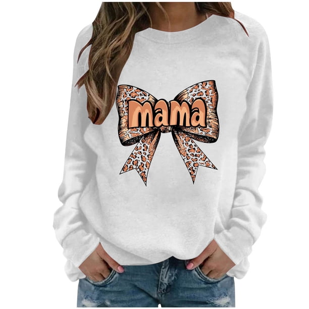 Xuyuer Women's Printed Long Sleeve Round Neck Casual Hoodless Sweatshirt, Comfortable Pullover Top for Mother's Day Gifts, Family Events and Relaxed Everyday Wear