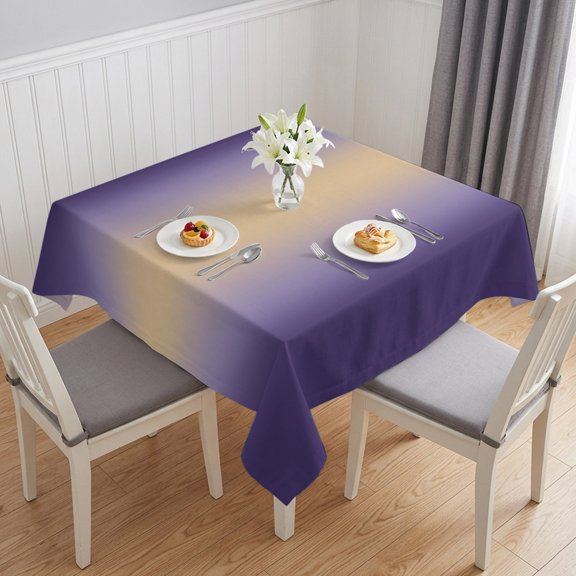 Khaki Dark Purple Ombre Table Cloth Waterproof Tablecloths, Modern Abstract Art Gradient Tablecloth Dining Table Cover for Kitchen Party Tabletop Outdoor, Square Tablecloth 60x60 Inch