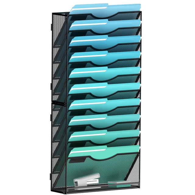 Organizador de archivos de pared Gawerk de 11 niveles para colgar en metal negro