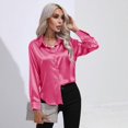 thumbnail image 6 of Women's Button Down Shirt Satin Silk Long Sleeve Blouse Formal Work Top Point Collar Vintage Shirt Work Office Silky Shirts Tops S-XL, 6 of 9