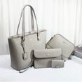 thumbnail image 2 of Women's Solid Color Oil Wax Leather Tote Handbag - 4-Piece Suit Set, Fashion PU Purse for Office, Travel & Daily Use (19x12x26cm), 2 of 7