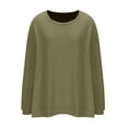 thumbnail image 6 of Htigea Plus Size Fall Shirts for Women Casual Crew Neck Long Sleeve Tops Loose Cozy Crochet Tshirts Army Green 2XL, 6 of 8