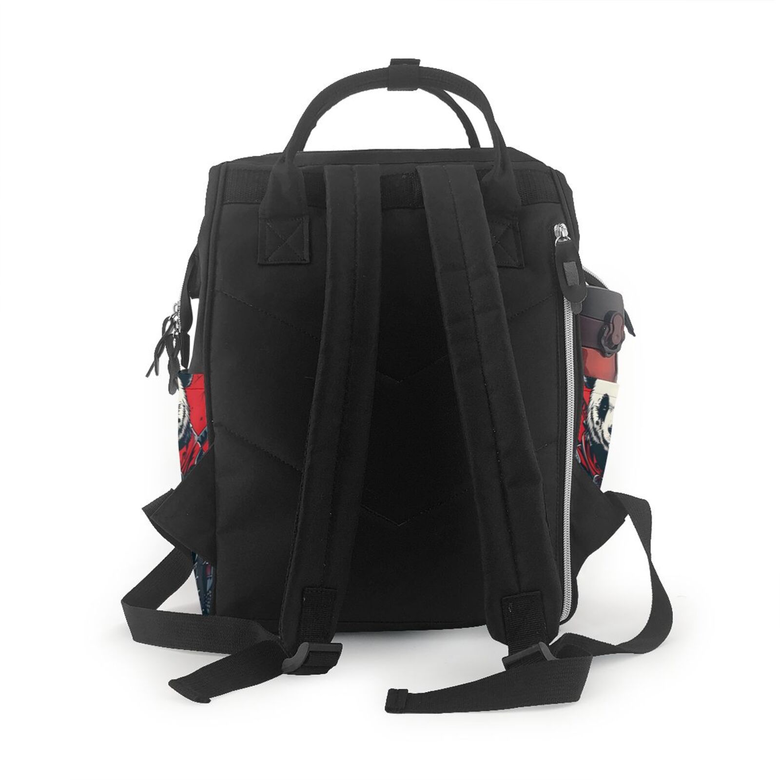 Fuzoiu Red Black Eastern Panda Warrior Print Diaper Bag Backpack,Baby Essentials Travel Tote,Multi function Waterproof Diaper Bag, Travel Essentials Baby Bag - Unisex
