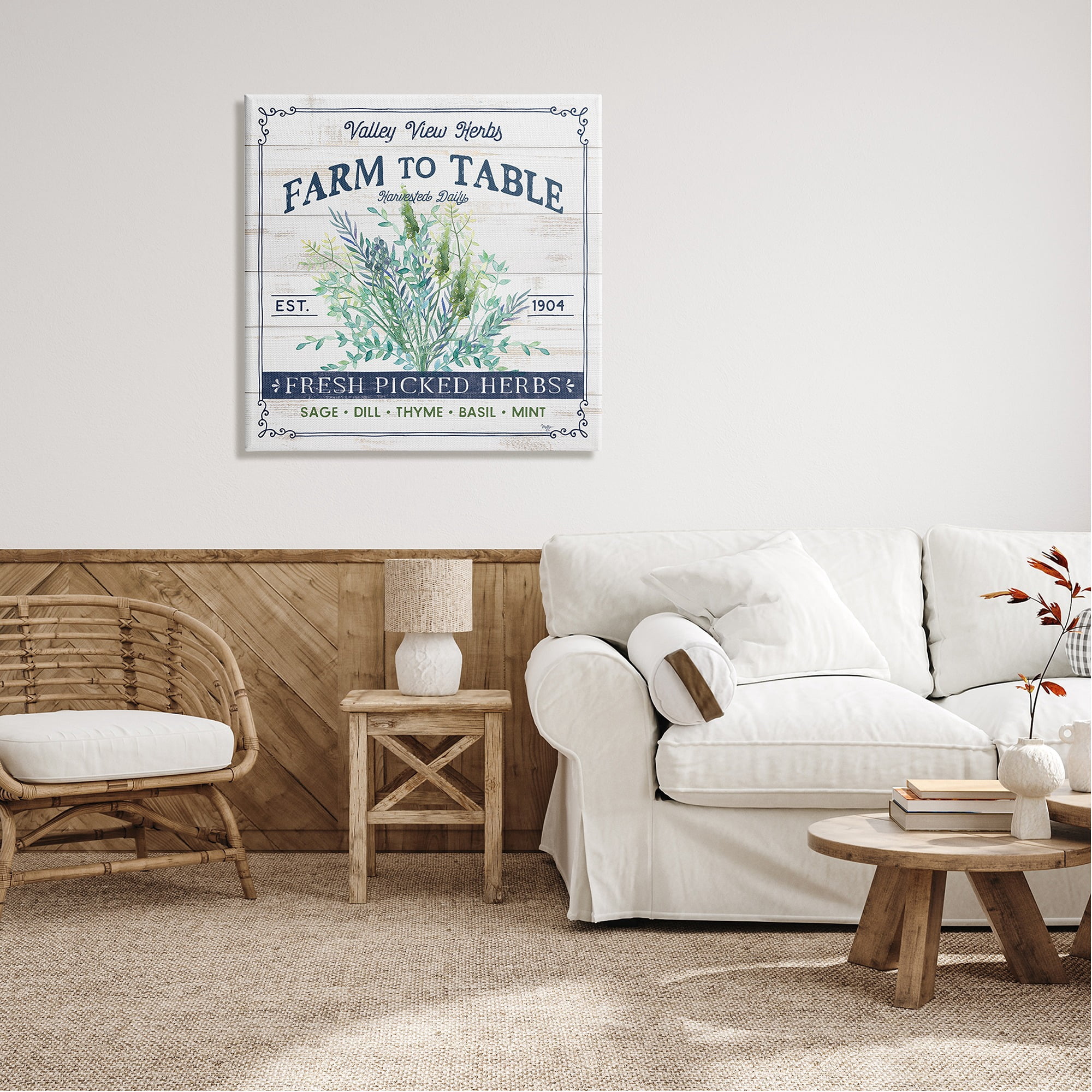 Stupell Industries Fresh Picked Herbs Phrase Botanical & Floral Painting Gallery Wrapped Canvas Print Wall Art, 30 x 30