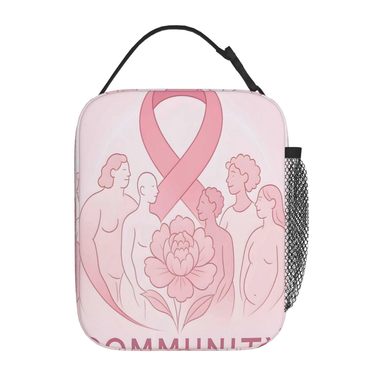 Lunch Bag For Women Men Insulated Portable Lunch Box Bento Box Office Picnic Travel Cooler Bag Breast Cancer Awareness - Community