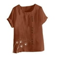 thumbnail image 4 of successthop Womens Work Shirts Short Sleeve Casual Plus Size Crewneck T Shirt Button Lightweight Tops Floral Clothes 3XL, 4 of 4