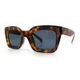 thumbnail image 4 of SA106 Womens Luxury Beveled Thick Horn Rim Rectangle Fashion Sunglasses Tortoise - Black, 4 of 8