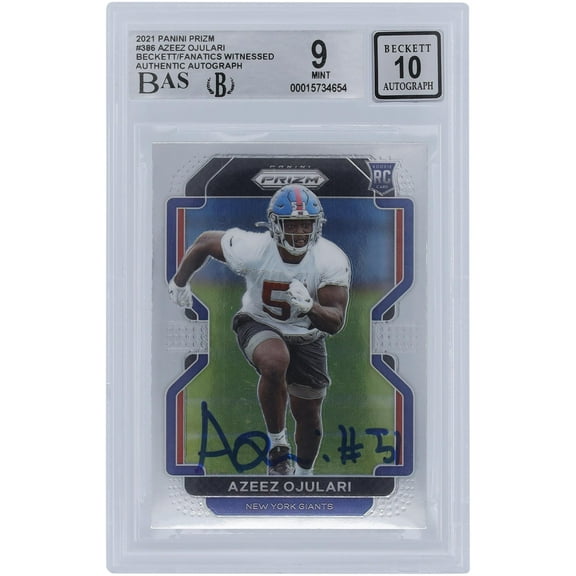 Azeez Ojulari New York Giants Autographed 2021 Panini Prizm #386 Beckett Fanatics Witnessed Authenticated 9/10 Rookie Card - Fanatics Authentic Certified