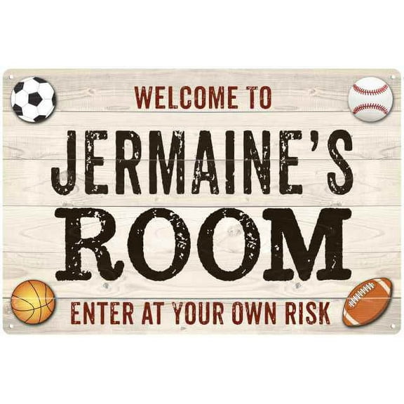 JERMAINE'S Room Kids Bedroom Sign Boy's 8x12 Metal 208120090450