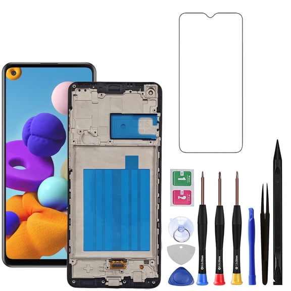 for Samsung A21s Screen Replacement kit for Samsung Galaxy a21s a217 Screen Replacement 2020 SM-A217M/DS LCD Display Touch Digitizer Assembly 6.5 Inch (A21S with Frame)