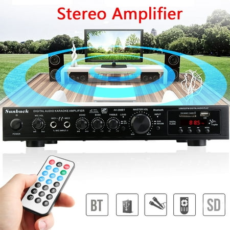 110V 2000W 5CH B luetooth 4.1 AV Sound Home Power Amplifier Receiver HIFI Stereo RCA Mixer Echo System Home Theater Cinema Amp Remote Control For Party Karaoke MP3 DVD