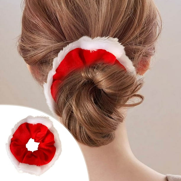 Coletero Elástico Navideño Ltp240921001 | Accesorio para El Pelo de Terciopelo para Muñeco de Papá Noel | Diadema Festiva Roja y Blanca para Mujeres y Niñas | Regalo para Fiestas y Disfraz Navideño