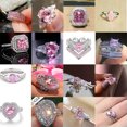 thumbnail image 2 of EOEMY Elegant Women Jewelry 925 Silver Rings Pink Cubic Zirconia Wedding Party Sz 6-10-6-#13, 2 of 7