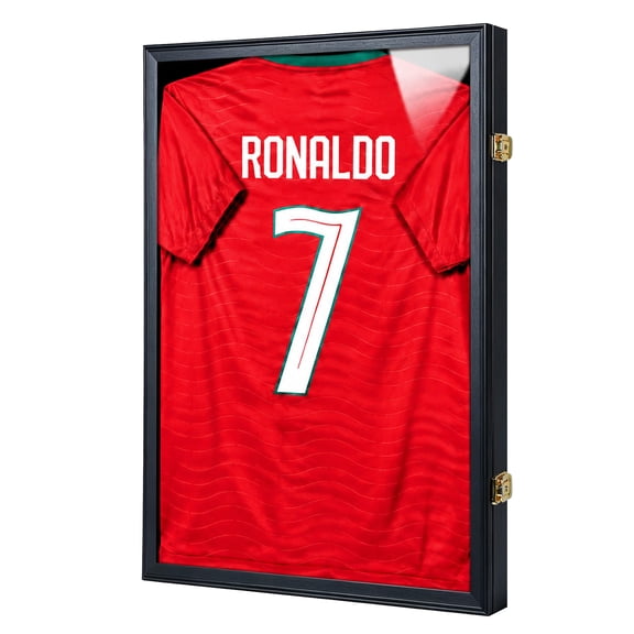 KCRasan Jersey Frame Display Case - Large Lockable Shadow Box with UV Acrylic for Baseball Basketball Football Soccer Sport Shirt, Black