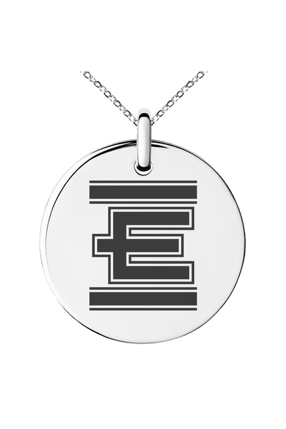Stainless Steel Letter E Initial Empire Monogram Engraved Small Medallion Circle Charm Pendant Necklace