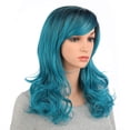 thumbnail image 2 of Onedor Full Head Beautiful Long Curly Wave Stunning Wig Charming Curly Costume Wigs with Fringe (Teal Blue Ombre-1BTS4728), 2 of 7
