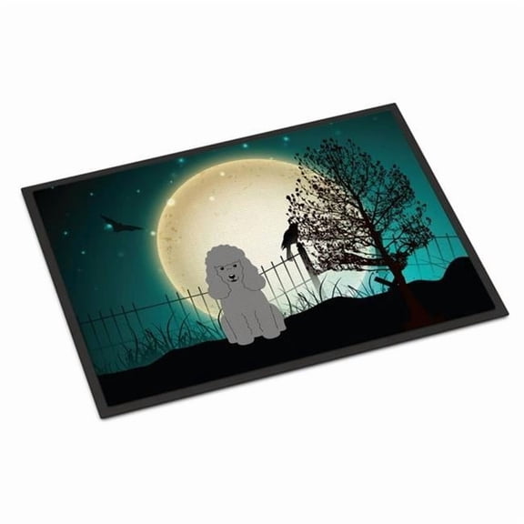 Halloween Scary Poodle Silver Door Mat