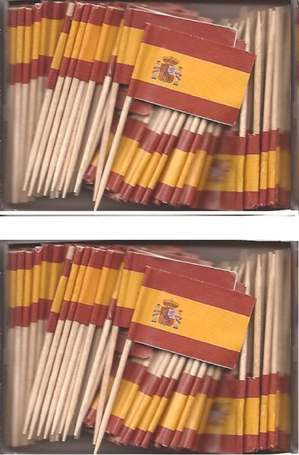 2 Boxes of Mini Spain Toothpick Flags, 200 Small Spanish Flag Toothpicks or Cocktail Sticks