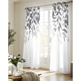 thumbnail image 5 of Grey Leaves Sheer Curtains 84 Inch Length 2 Panels Set for Living Room/Bedroom, Summer Botanical Kitchen Curtains with Grommet Semi-Sheer Curtains Drapes Voile Window Treatments 52"x84"x2, 5 of 7