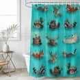 thumbnail image 4 of Summer Wild Print Bathroom Shower Curtains with 12 Hooks Polyester Waterproof Shower Curtain for Stalls and Bathtubs Cute Coastal Ocean Sea Teal Decorative Bathroom Privacy Curtain 72x78 Inches, 4 of 9