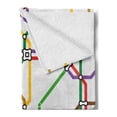 thumbnail image 2 of Map Soft Flannel Fleece Blanket, Stripes in Vibrant Colors Metro Scheme Subway Stations Abstract Railroad Transportation, Cozy Plush for Indoor and Outdoor Use, 50" x 70", Multicolor, by Ambesonne, 2 of 5