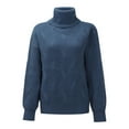 thumbnail image 6 of Baqcunre Womens Sweaters Women's Casual Loose Turtleneck Knitted Sweater Pullover Long Sleeve 2023 Autumn/Winter Sweater Top Hoodies For Women Womens Fall Tops Dark blue XL, 6 of 6