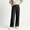 thumbnail image 5 of Njagoc3 Pants for Women | High Waist Drawstring Wide Leg Trousers with Ribbed Detail | Relaxed Loose Fit for Fall Casual Daily Wear & Relaxed Activities，Black，XL, 5 of 6