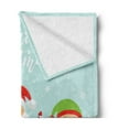 thumbnail image 2 of Elf Soft Flannel Fleece Throw Blanket, Santa with Little Reindeer and a Boy Holding Ornaments Merry Christmas, Cozy Plush for Indoor and Outdoor Use, 60" x 80", Pale Blue and Multicolor, by Ambesonne, 2 of 5