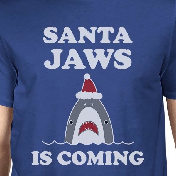 Santa Jaws Is Coming Mens Royal Blue 