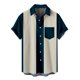 thumbnail image 2 of ICHUANYI Clearance Men's Printed Stripe Casual Fashion Lapel Short Sleeve Shirt Blouse(Dark Blue, M) Ichuanyi Ichuanyi, 2 of 4