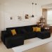 132-Inch U-Shaped Modular Sectional Sofa with Striped Corduroy Fabric, 4-Seater, Reversible Design, Ideal for Living Room or Bedroom