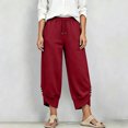 thumbnail image 7 of HAPIMO Drawstring Button Cuff Wide Leg Lounge Sweatpants Women High Waist Soft Pants for Summer and Loungewear Red S, 7 of 7
