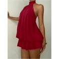 thumbnail image 2 of Dresses for Women Chiffon Halter Wedding Guest Dresses Ruffle Summer Mini Dress Formal Dresses for Women Color Red Size L, 2 of 6