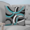 thumbnail image 4 of 14x14 Pillow Covers Set of 2, Turquoise Geometric Throw Pillow Covers Decorative Couch Cushion Case, Grey Classic Abstract Lines Striped Microfiber Square Pillowcases for Bedroom Car Living Room, 4 of 7