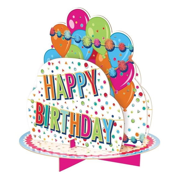 Beistle 56464 10.5 in. 3-D Happy Birthday Centerpiece for Party Supplies - Pack of 12