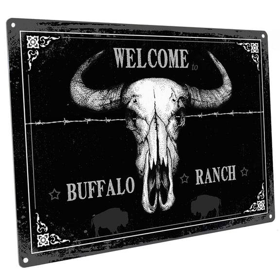 Welcome to Buffalo Ranch 9"x12" Metal Sign, Wall Decor for Bath or Laundry
