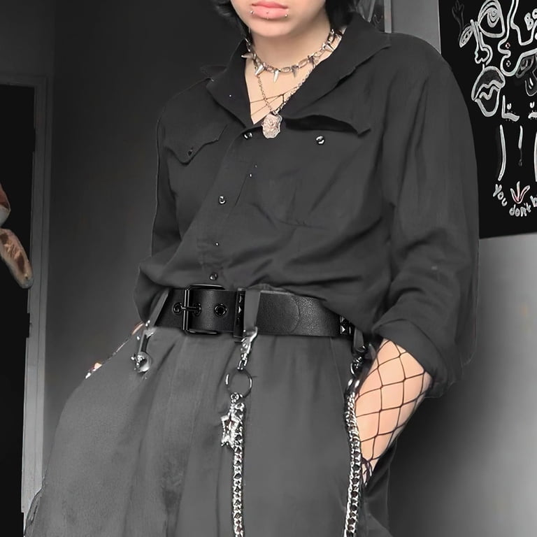 Studded Belt PU Leather Metal Buckle Scene Style Punk Goth YA BELT Studded Belt for Women and Men Metal Punk Goth Belt  main image 2
