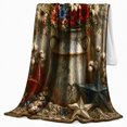 thumbnail image 2 of Rustic Flower Milk Can with Red Blue Daisies and Barn Stars, Farmhouse Botanical Art for Flower Lovers, Cozy Flannel Blanket for Living Room and Guest Room, Housewarming Gift, Home Decor, 2 of 9