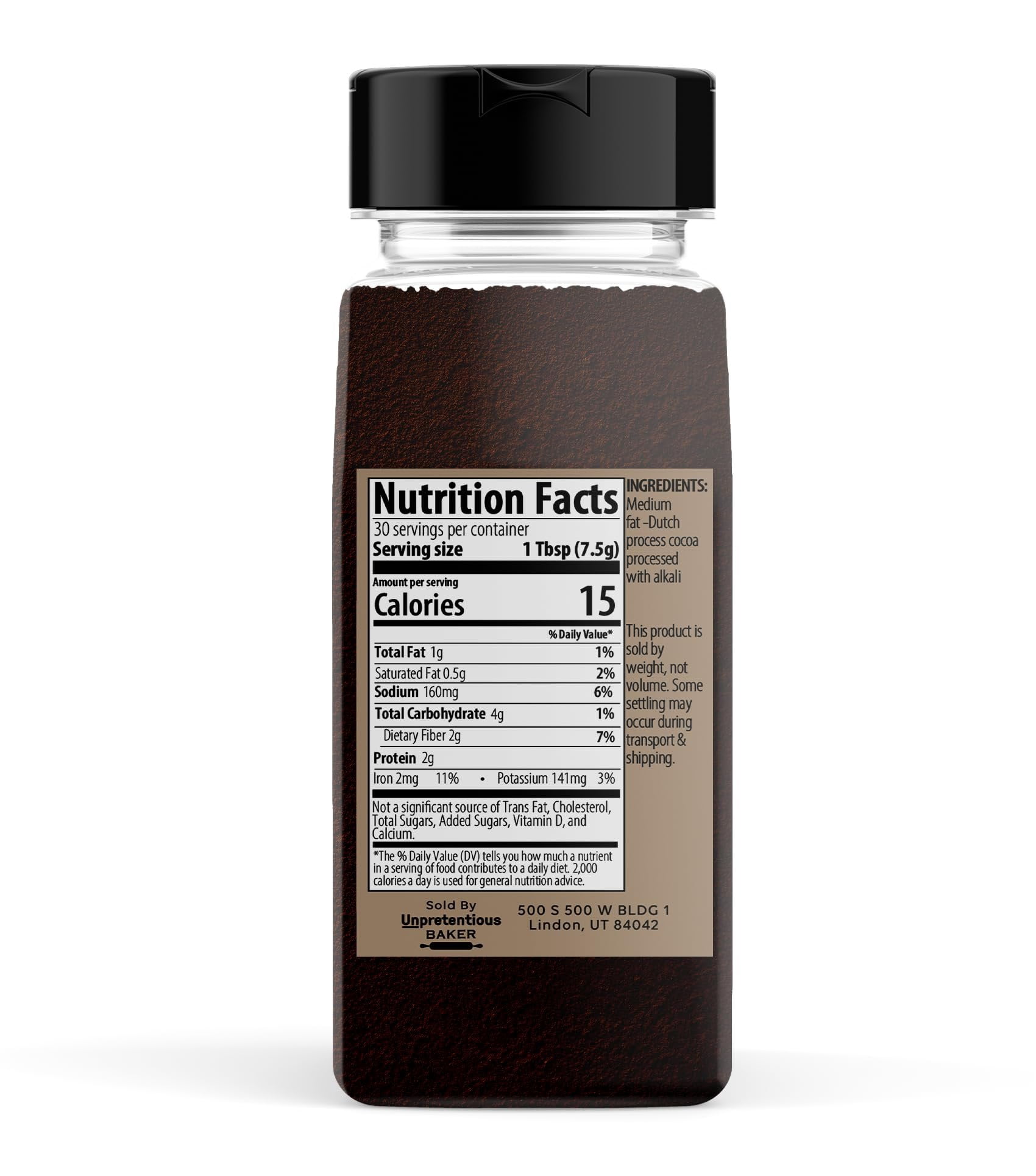 Unpretentious Black Cocoa Powder, Dutch Processed, Cookies & Cakes, Rich & Decadent 8 Ounce