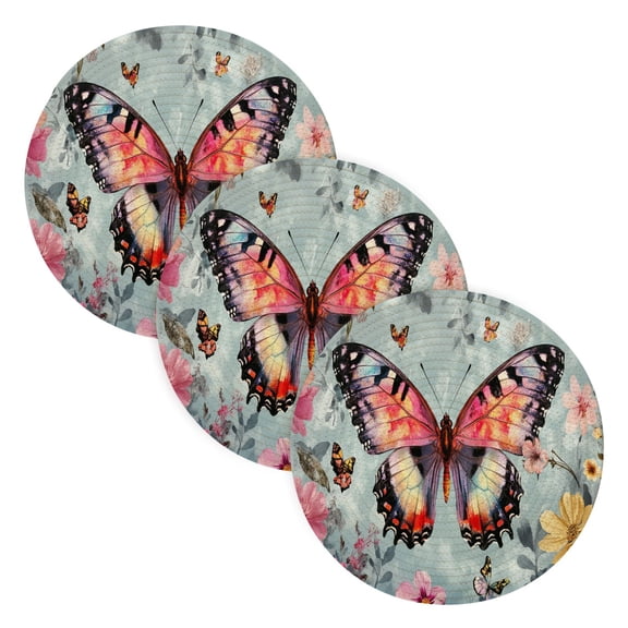BZSMCE Mats for Pots,Pans Place Ffyy3_a_butterfly_is_surrounded_by_flowers_colorful_and_beautif_223ffbc3-d867-40fb-9c1d-0a63bf0e3d54 Simple Style Pattern Pot Mats