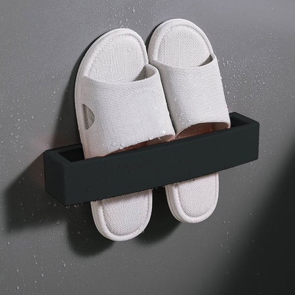 Wall Mounted Slipper Storage Rack - Bathroom Shoe Organizer for Sandals & Flip Flops, Space Saving No-Drill Design