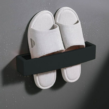 Black Bathroom Slipper Rack No-Drill Wall Mounted Storage Holder for Professional Sanitary Maintenance Management and Household Toilet Organization Utility Accessory Design Single Piece Black Bathroom Slipper Rack No-Drill Wall Mounted Storage Holder for Professional Sanitary Maintenance Management and Household Toilet Organization Utility Accessory Design Single Piece