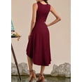 thumbnail image 2 of Women'S Summer Sleeveless Ruched Waist Flowy A Line High Low Midi Cocktail Dress Claret XXL, 2 of 4