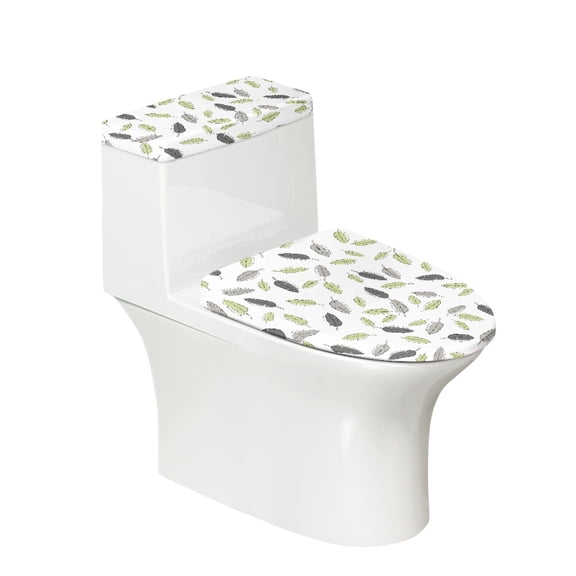 HELLHERO Leaves Keep Dust Stain Toilet Lid Cover and Toilet Tank Lid Cover Stretch Elastic Fabric, Fits All Toilet Shapes, Universal U-Shaped
