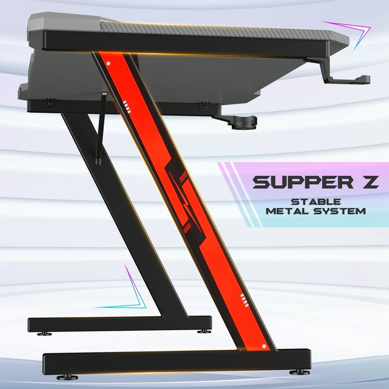 Homall 44 Inches Z-Shaped PC Gamer Computer Gaming Desk with Homall 44 Inches Z-Shaped PC Gamer Computer Gaming Desk with