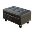 thumbnail image 2 of 28.5 in. W Black Faux Leather Rectangle Ottoman with Storage and Nails, 2 of 6