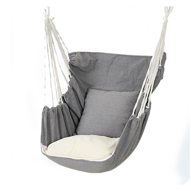 Hamaca Silla Colgante para Exteriores e Interiores de Algodon con cojin ilios innova Gris claro