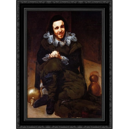 The Buffoon Calabazas 20x24 Black Ornate Wood Framed Canvas Art by Velazquez, Diego Rodriguez de Silva