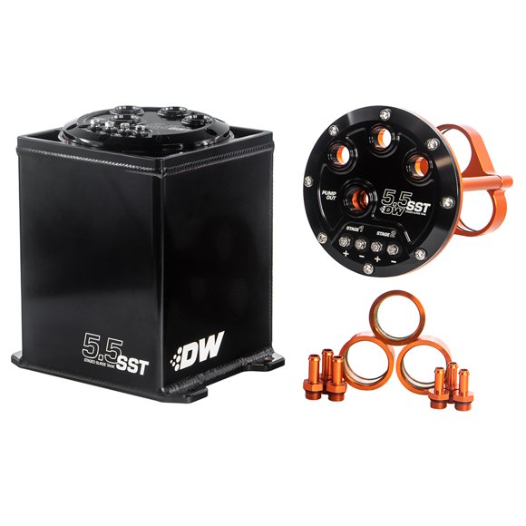 Deatschwerks Fuel Surge Tank 6-000-55ST DW5.5L Series; For Use With DW100/DW200/DW300/DW400 Fuel Pumps; 5.5 Liter Capacity; Aluminum