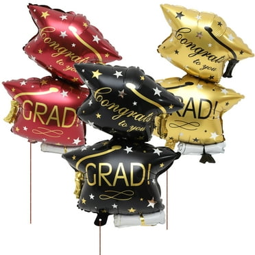 Milisten Graduation Cap Balloons for Decor Assorted Color Aluminum Film Large Size 6 Pieces